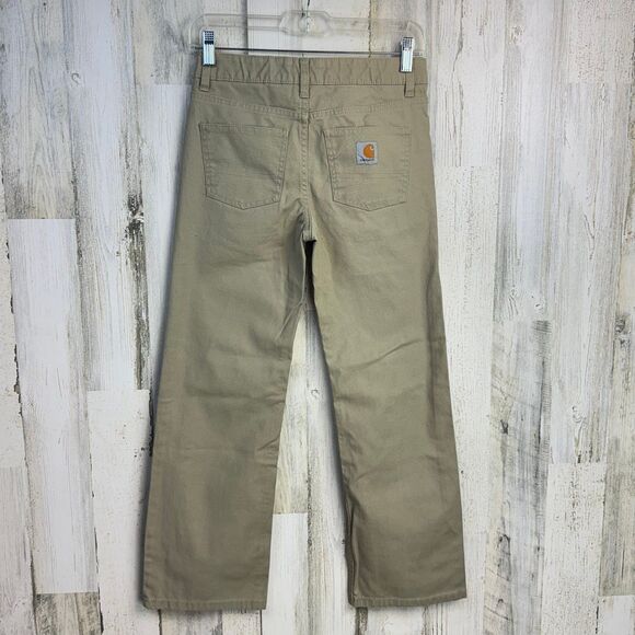 Carhartt Other - Carhartt Pants Youth Size 12 Brown Canvas Elastic Waist Straight Leg Chores Work